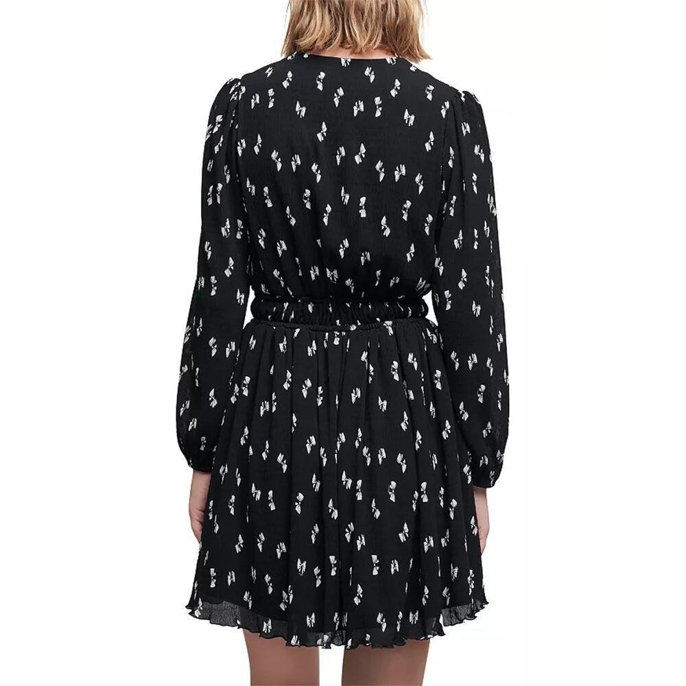 Maje Rionana V-Neck Bow Print Mini Dress size 42 or XL - Picture 8 of 12